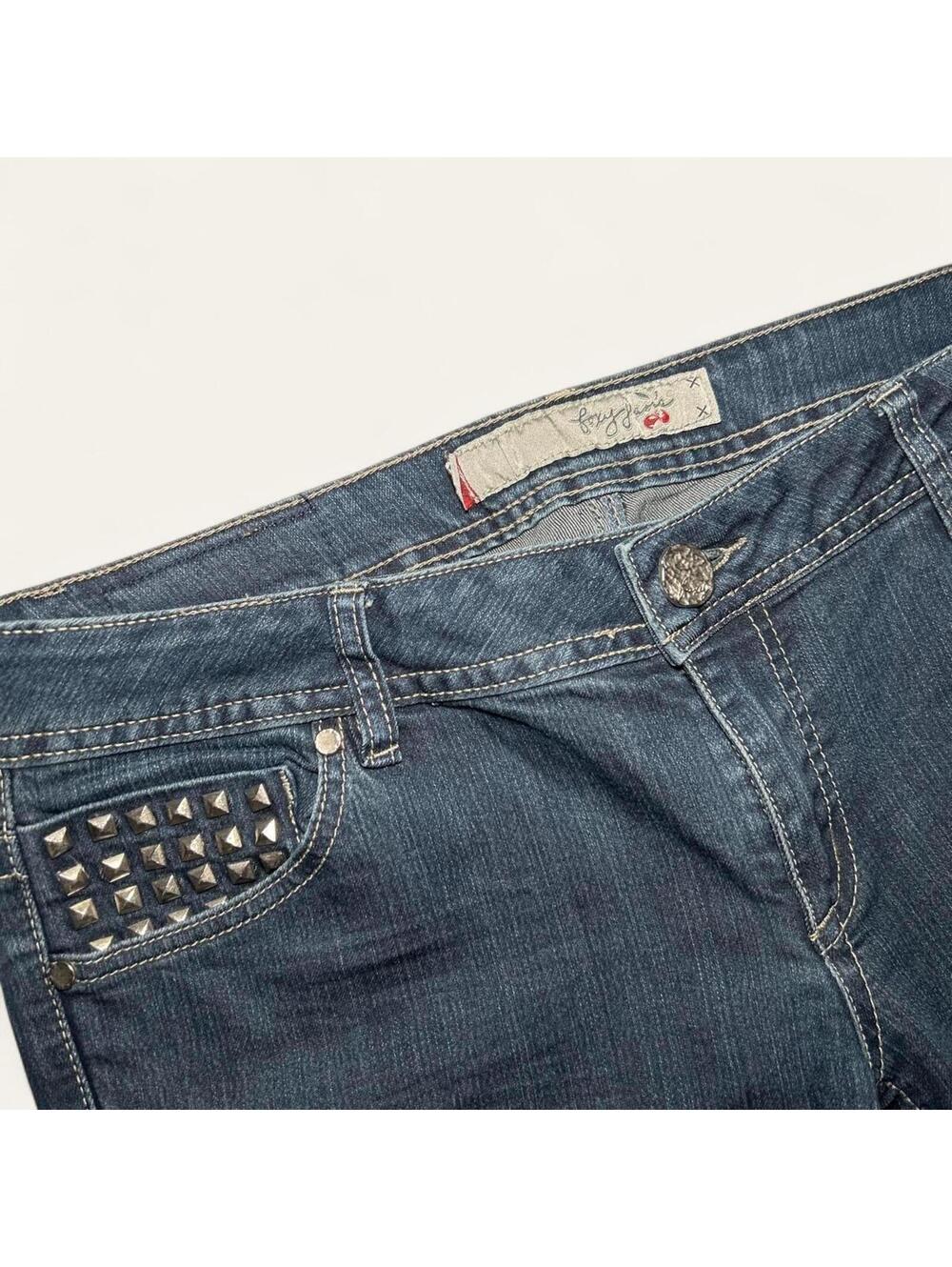 Y2K FOXY Blue Denim Jeans Studded Pocket Vintage Fit - Picture 4 of 6